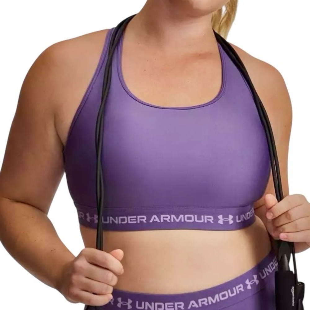 •Under Armour L Compression Purple Crossback Sport Bra! NEW!